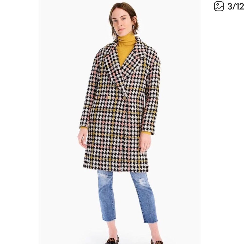 J.Crew Collection multi-colored houndstooth coat